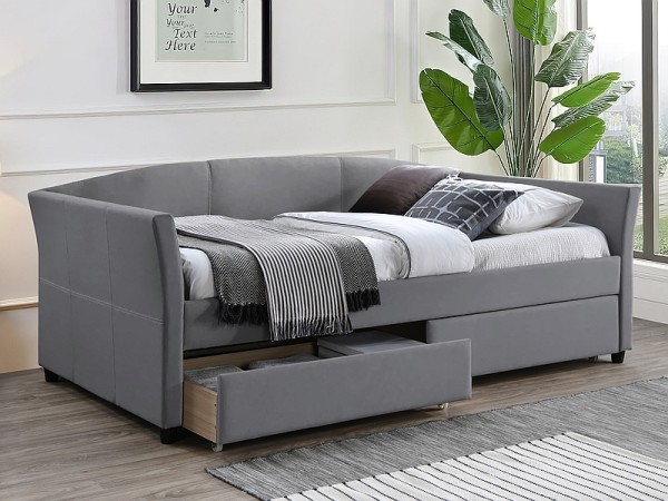 ŁÓŻKO LANTA VELVET 90X200 SZARY/CZARNY TAP. 142
